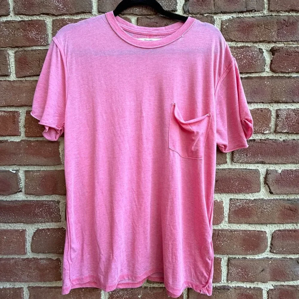 Free People X We The Free Vella Pocket Burnout Oversized Tee coral M NEW